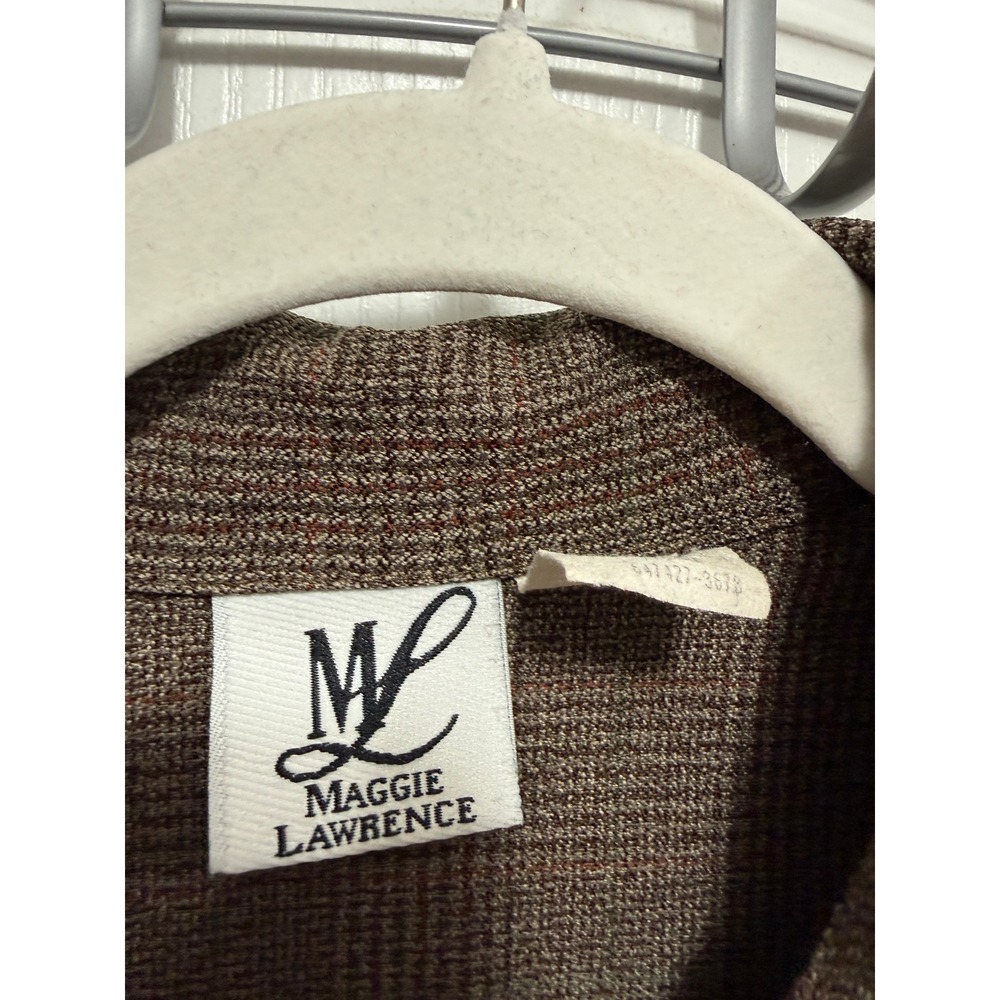 Vintage 90s Maggie Lawrence Plaid Button Up Shirt Jacket Women's M Brown Classic - Picture 4 of 16